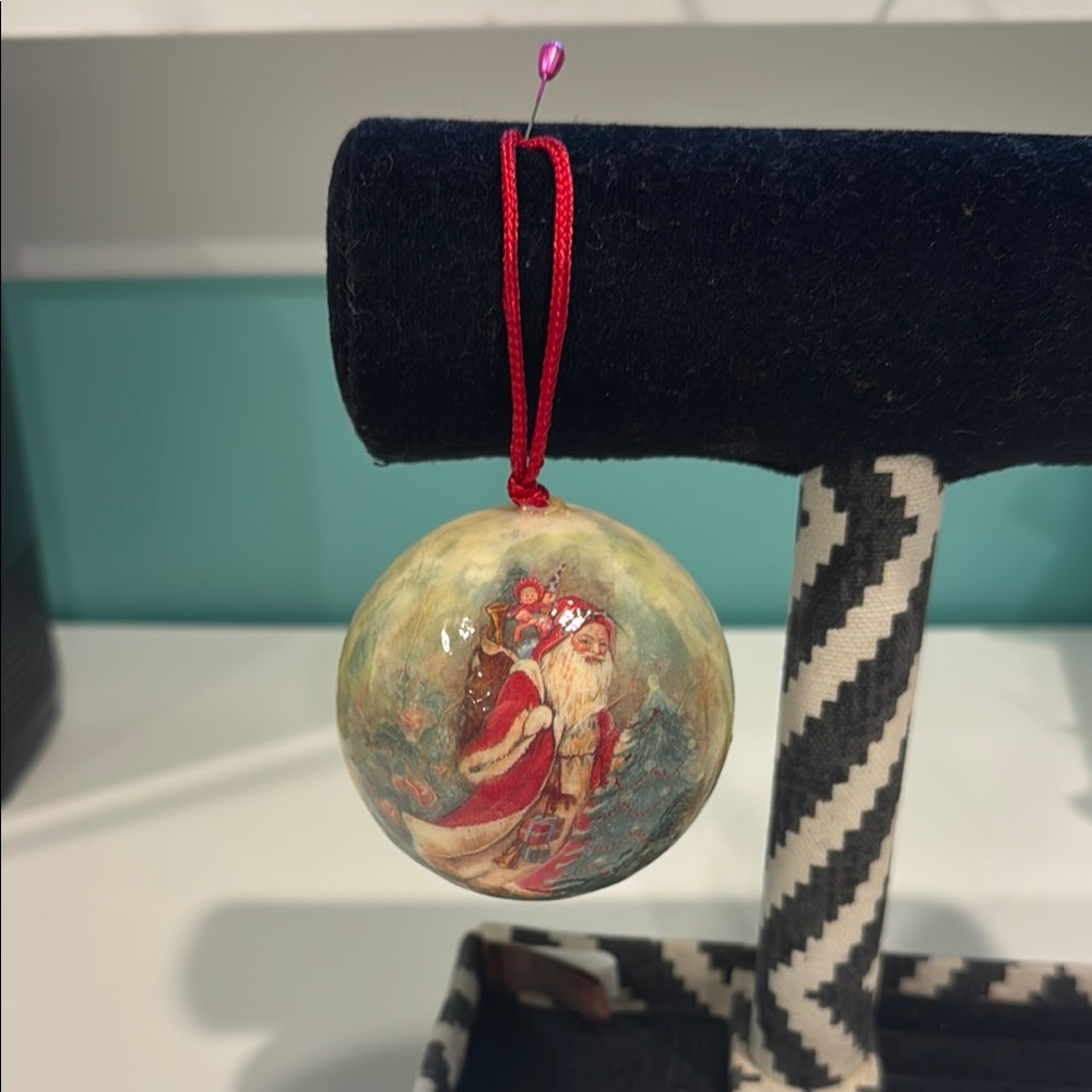 Vintage Santa Claus Ornament with Red Accents
